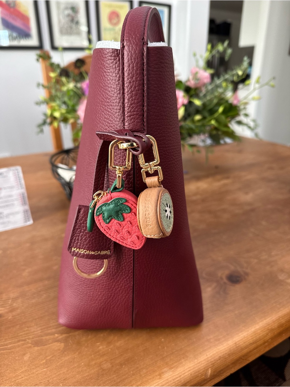 Maison de Sabre Burgundy Leather Crossbody Bag - Picture 2 of 6
